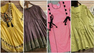 trendy short frock designs for girls 2021 summer lawn short frockkurti designs  tops design [upl. by Enymsaj]