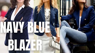 Navy Blue Blazer Outfits Ideas for Spring 2022 How to Wear Dark Blue Blazer [upl. by Papp]