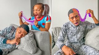 MEAN SISTER PUTS SLIME IN BROTHERS HAIR HE GOES BALD [upl. by Keeler]