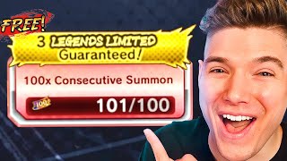 Free Legends Limited Guaranteed 100x Summon on Dragon Ball Legends [upl. by Erdne]