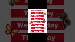 DAYS OF THE WEEKvocabulary english englishspeaking entertainment status study students [upl. by Trinia]