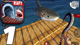 RAFT SURVIVAL OCEAN NOMAD  Building A Shelter  Gameplay Walkthrough Part 1 iOS Android [upl. by Carilla]