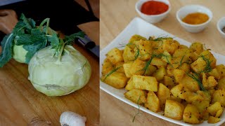 Easy Kohlrabi Recipe Indian  How To cook Kohlrabi [upl. by Aibara]