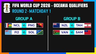 Round 2 Matchday 1 Schedule  FIFA World Cup 2026 Oceania Qualifiers [upl. by Esiuqcaj428]