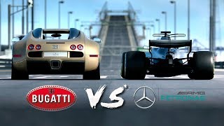 Bugatti Veyron VS Mercedes AMG F1 Car  Drag Race 6 [upl. by Sokim]