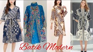 35 MODEL BAJU BATIK MODERN TUNIK BATIK DAN ATASAN BATIK [upl. by Bunch]