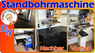 Neuer Unterschrank für die Standbohrmaschine mit Platz für den Abricht und Dickenhobel  IngosTipps [upl. by Romeo]