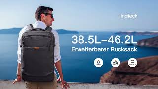 Inateck 385462 L Reiserucksack erweiterbarer Handgepäck Rucksack spritzwassergeschützt BP03006 [upl. by Eartha]