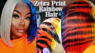 The First Rainbow Zebra Print Wig On YouTube 😳  In Depth  Laurasia Andrea [upl. by Aubree495]