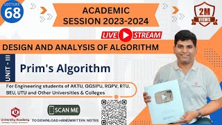 DAA68 Minimum Spanning Tree Prims Algorithm PseudocodPrims Algorithm Step by Step Solved [upl. by Anahsak373]