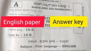 Key answer English 1st language SSLC Exam 2024 SSLC Exam [upl. by Winny]