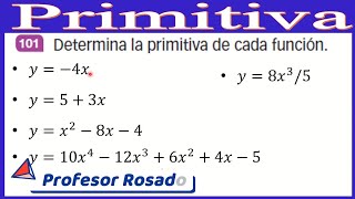 Primitiva o Antiderivada de una función  5 integrales  Video 1 [upl. by Anilef170]