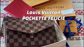 Louis Vuitton POCHETTE FELICIE  UNBOXING 2022  Damier Ebene Canvas  Luxury Designer Handbag [upl. by Krysta386]