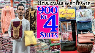 Hyderabad Wholesale  💯👌 Rs 900 Ke 4 fancy Suits 💥 Dress Material Noor Collection [upl. by Alec]