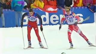 Nordic World Ski Championships Ramsau 1999 Mens Relay Hoffmann AUT vs Alsgaard NOR [upl. by Spielman729]