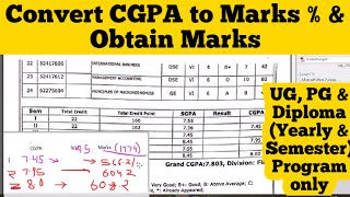 How to convert CGPA into Percentage Marks  Obtain Marks  Total Marks [upl. by Vinn]