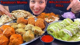 Eating Spiciest🔥 Tandoori Momo Malai Chaap Roll Afghani Momo Kurkure Momo Kadai Paneer Naan [upl. by Ramin]