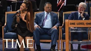 Ariana Grande Performs You Make Me Feel Like A Natural Woman At Aretha Franklins Funeral  TIME [upl. by Thorndike]