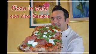 pizza Riso Venere videoricetta in 2 versionilievito di birra o pasta madre liquida [upl. by Kcirrej]