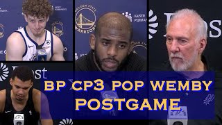 CP3 POPOVICH “if you’ve got any questions that make sense” 😂 PODZIEMSKI WEMBANYAMA ChrisPaul [upl. by Sila]