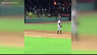 Streaker tackled at Jumbo Shrimp Game [upl. by Hassi]