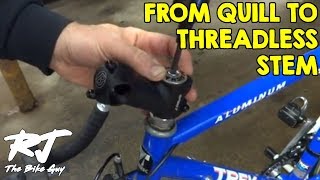 How To Convert Quill Stem To Threadless Stem With Adapter On Vintage Bike [upl. by Eedoj896]