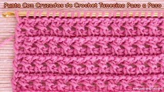 Punto Con Cruzados De Crochet Tunecino Bonito Para Mantas Chaquetas Y Muchos Tejidos Más [upl. by Nitsirhc]