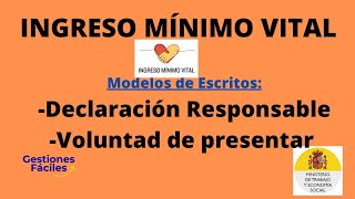 MODELOS de DECLARACION RESPONSABLE y de VOLUNTAD para la Solicitud del INGRESO MINIMO VITAL [upl. by Tiphani]