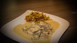 Putengeschnetzeltes mit Champignonrahmsosse und Rösti sehr lecker trotz Pannen [upl. by Raymund]