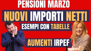 PENSIONI MARZO TABELLE IMPORTI IRPEF CON AUMENTI CONTROLLA FASCIA E CONFRONTO CEDOLINO [upl. by Dyane]