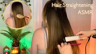 ASMR Real Person Hair Straightening with Hair Brushing Rat Tail Comb Sectioning amp Heat Spray [upl. by Reifnnej]