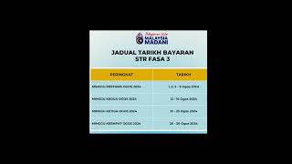 Tarikh Bayaran STR Fasa 3 2024 [upl. by Eiramanad]