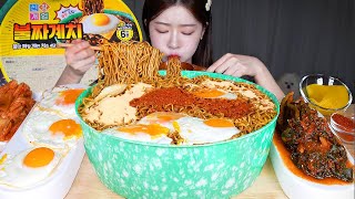 ASMR MUKBANG  그릇이 갖고 싶었어요 대왕 불짜계치🔥 점보짜장 먹방 Massive Fire Black Bean Noodle Jumbo Ramyun Challenge [upl. by Leeke]