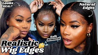 FINALLY A REALISTIC HAIRLINE WITH EDGES WIG EDGES 👀  Safe Wig Removal  Laurasia Andrea Wig [upl. by Enidualc]