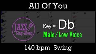 All Of You  Backing Track with Intro  Lyrics in Db Male  Jazz SingAlong [upl. by Joleen]