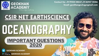 CSIR NET EARTHSCIENCE I Oceanography Important Questions I 2020 I Geology Lectures I Geokhan Academy [upl. by Selfridge]