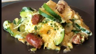 gratin de pommes de terre aux courgettes et aux merguez cuisson au faitout rapide et très gourmand😋👍 [upl. by Adamski]