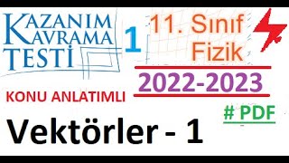 11 Sınıf  Fizik  MEB Kazanım Kavrama Testi 01  Vektörler 1  PDF  OGM  AYT Fizik  2022 2023 [upl. by Jerold]