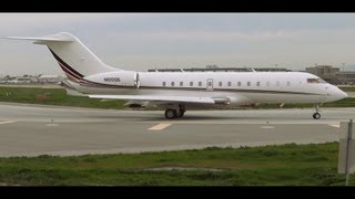 HD Bombardier Global Express 5000 Taxi and Takeoff from San Jose Intl Airport [upl. by Waite]