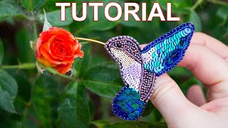 Hummingbird brooch \ Sequins and Beads Embroidery DIY [upl. by Milt906]