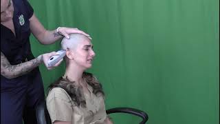 beautiful girl crying while head shaving [upl. by Eedrahs]