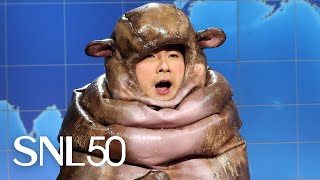 Weekend Update Baby Hippo Moo Deng on Fame  SNL [upl. by Hluchy]