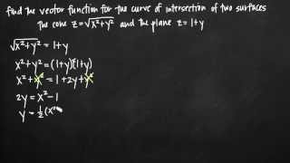 Vector function for the curve of intersection of two surfaces KristaKingMath [upl. by Randolf157]