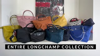 Entire Longchamp collection 16 pieces  LePliage  XS LePliage  LePliage Neo Orignals LGP [upl. by Bonnice]