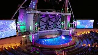 Royal Caribbean Oasis of the Seas Aqua80 Full Show viewed from the Rock Climbing Wall Balcony Deck 7 [upl. by Mata]