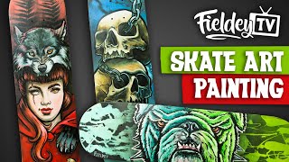 Skateboard art speed painting  three decks in three days [upl. by Enelam]