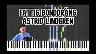 Fattig Bonddräng  Astrid Lindgren Piano Tutorial [upl. by Ellevehc]