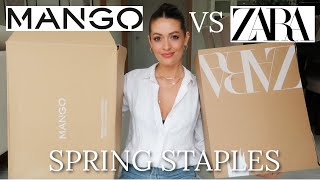 NEW IN ZARA VS MANGO HAUL  SPRING WARDROBE STAPLES 2022 [upl. by Onia]