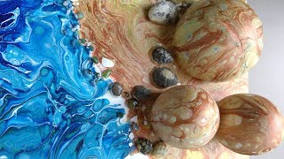 3 D Acrylic Pouring of a beach scene Aug18PouringChallenge [upl. by Wojak]