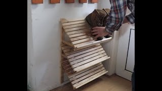 Rek voor schoenen van pallethout Rack for shoes made off palletwood [upl. by Acirej]